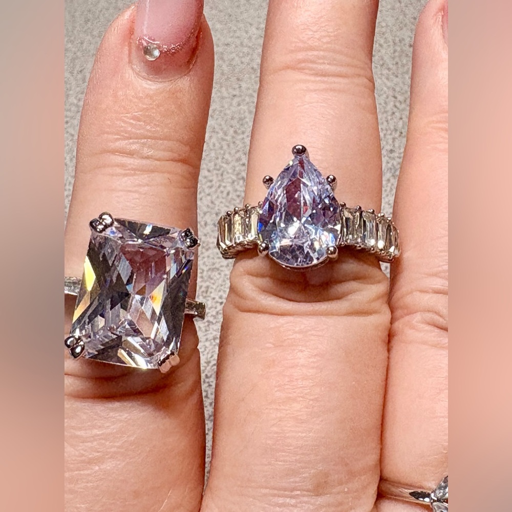 Elegant Silver Crystal Rings Set NWT - Picture 6 of 10